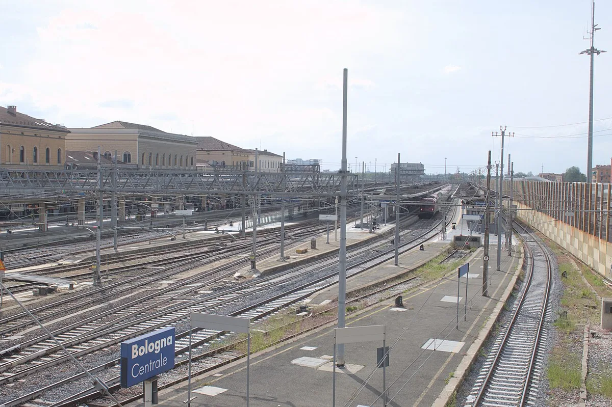 Bologna Centrale railway tracks and station buildings