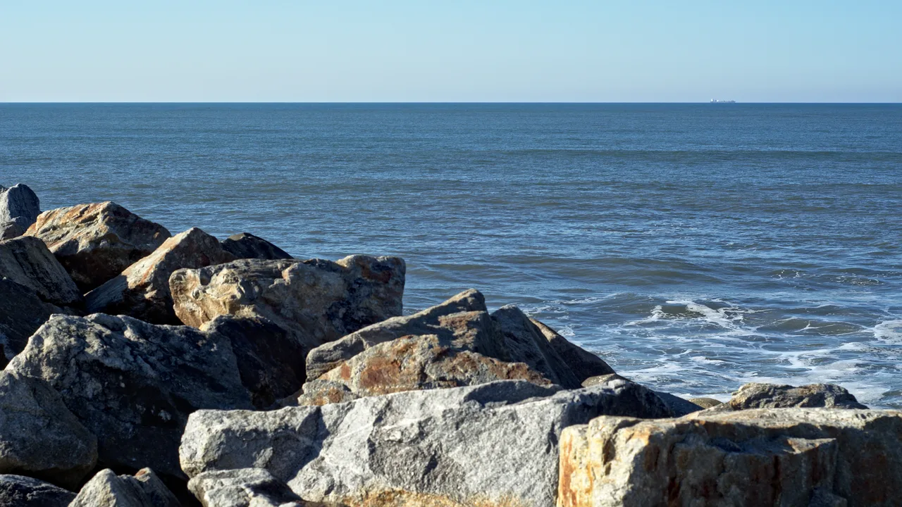 Atlantic water and rocky sea defences at Espinho