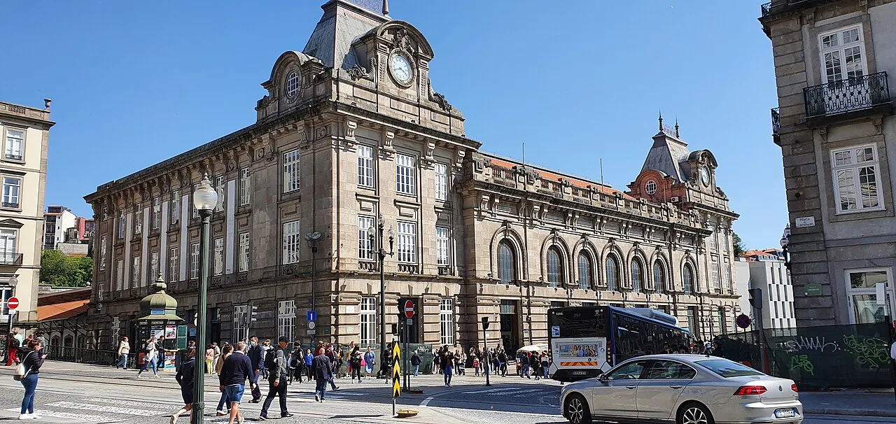 Exterior of São Bento railway station in central Porto