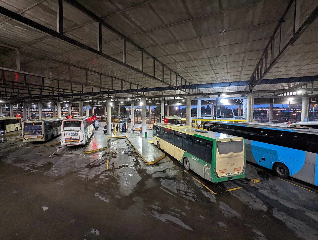 Coaches in the covered departure bays at Seville Plaza de Armas bus station