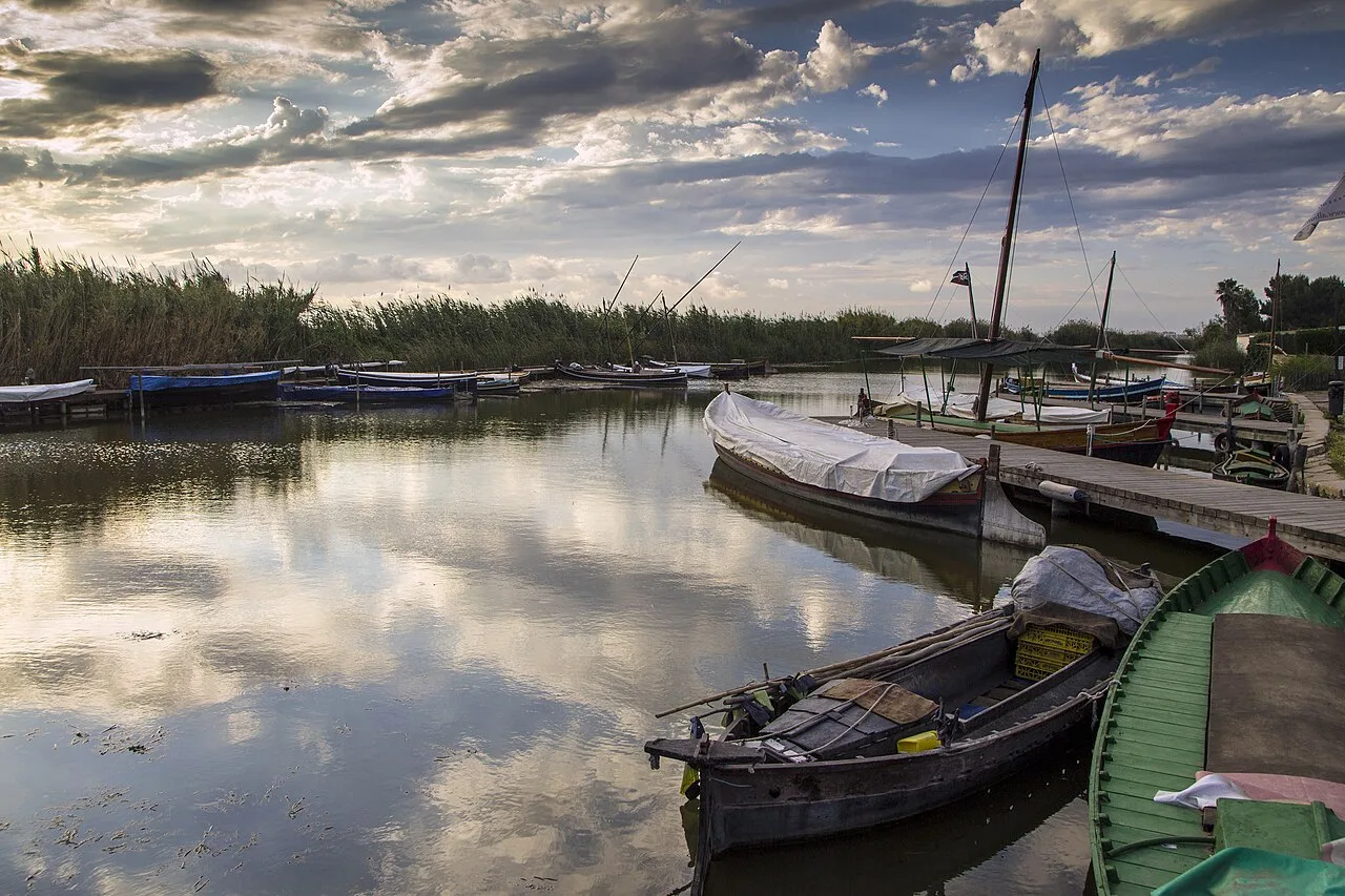 Boats in the Albufera wetlands near Valencia